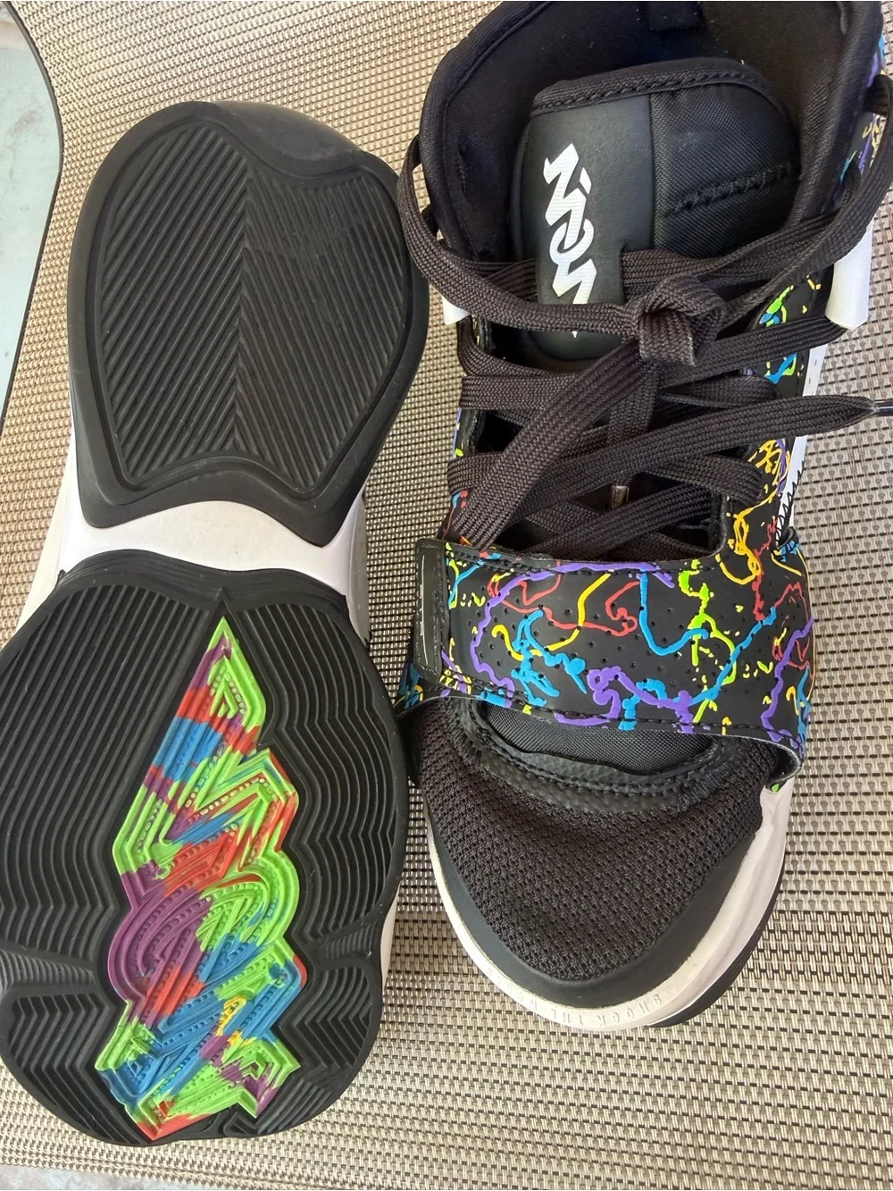 Jordan Kids Black Sneakers with Neon Multicolor Splash